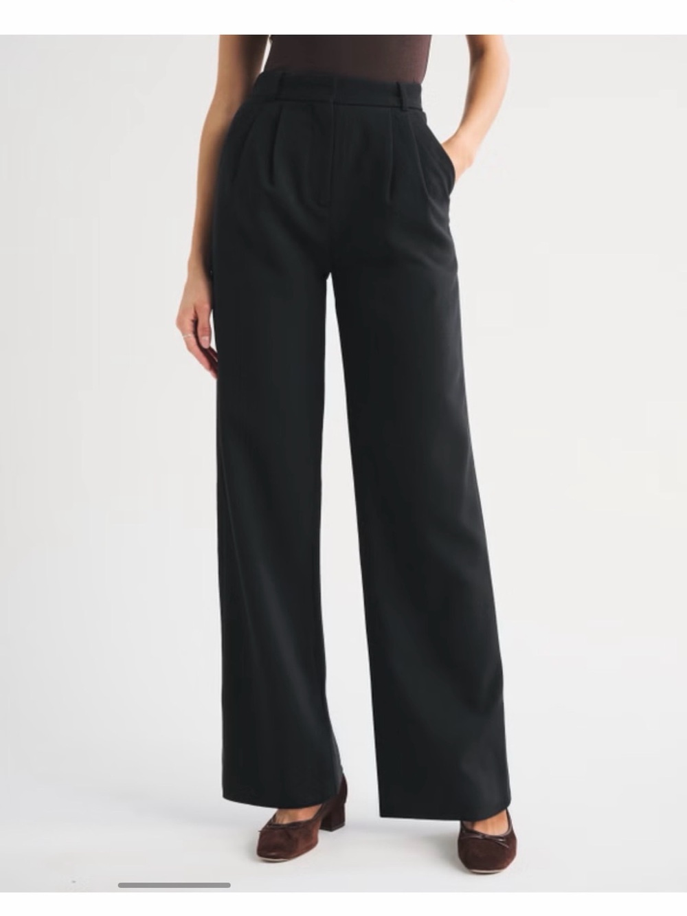 Abercrombie & Fitch Black Sloane High-Rise Wide-Leg Trousers